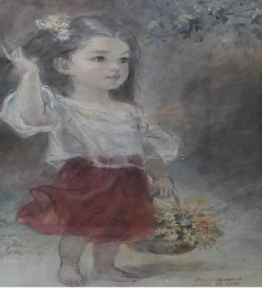 A little girl with flowers II